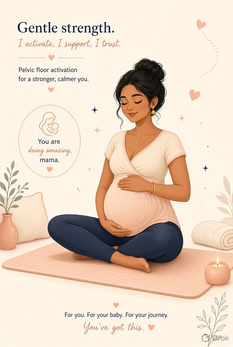 Gentle pelvic floor illustration for pregnant women