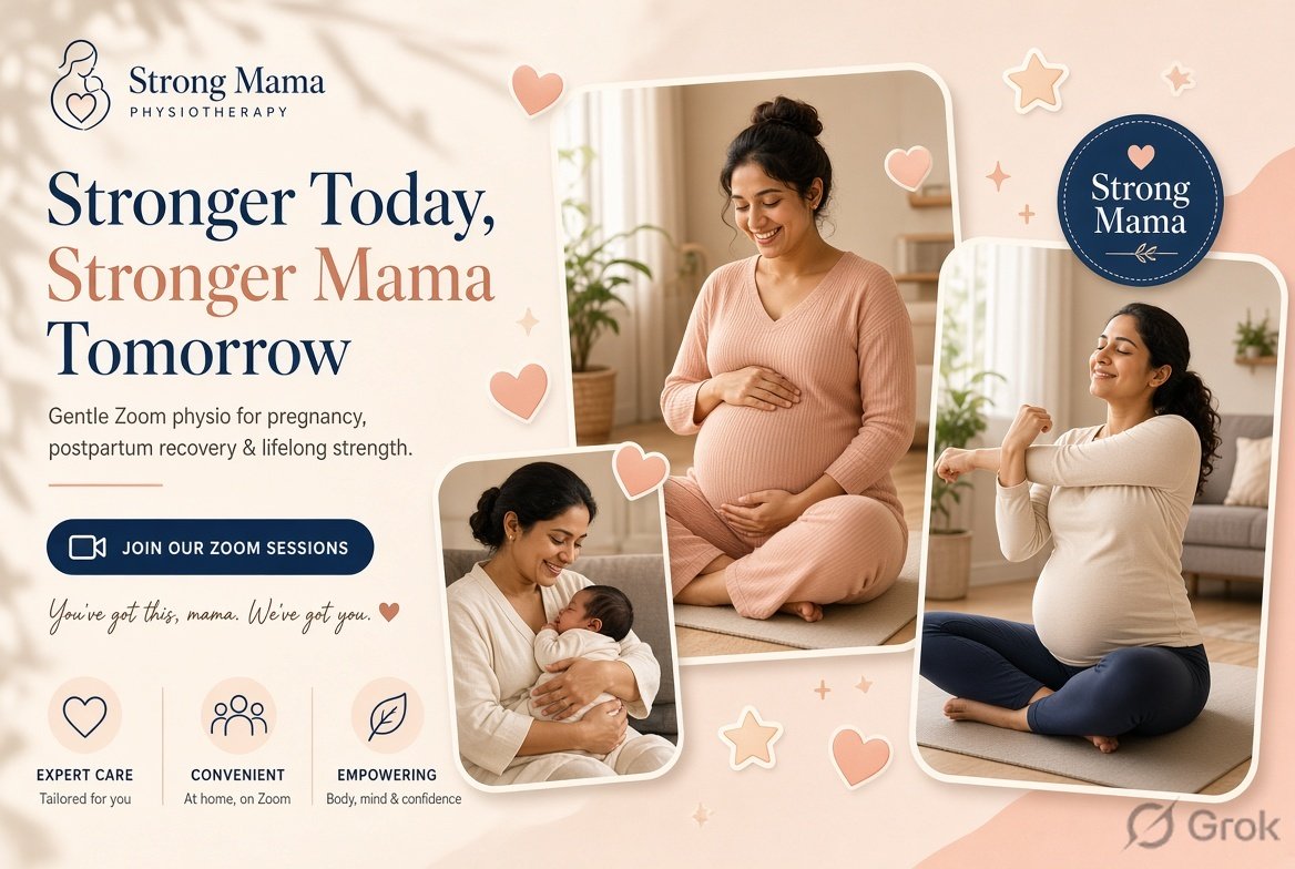 Strong Mama maternity physiotherapy - joyful Indian mothers training at home